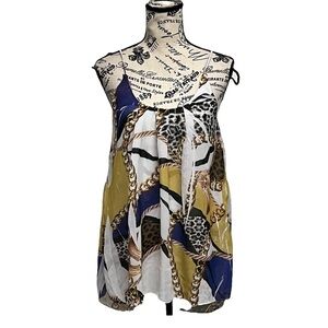 Miss Match Equestrian Blouse Tunic Preppy Coastal Boho Chain S Beach Hippie